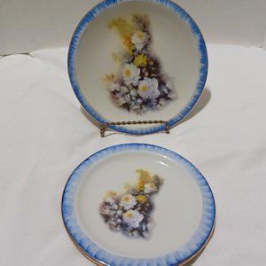 Hand Painted Porcelain Plates Set of 2 Made in Portugal Signed AJR